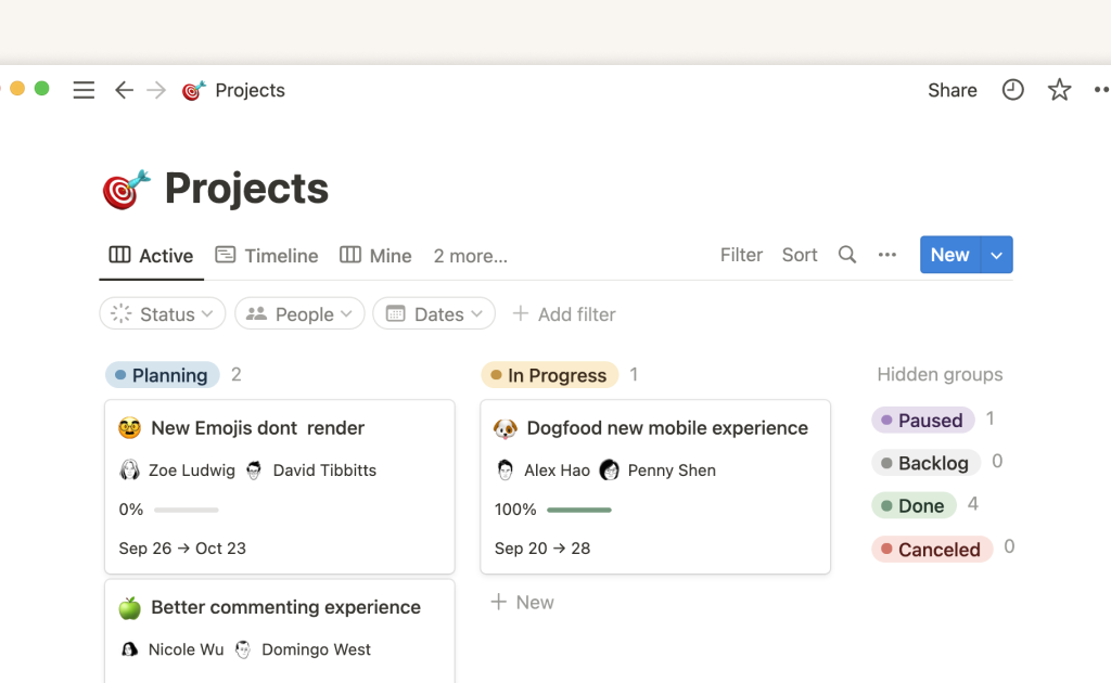 Notion workspace with notes, task lists, and project dashboards.