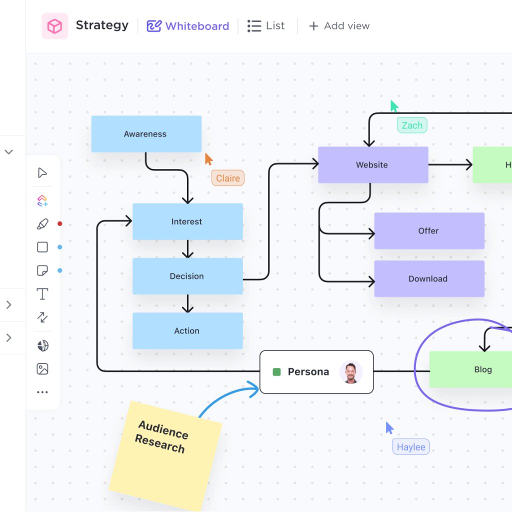 ClickUp dashboard showing task management board and deadlines